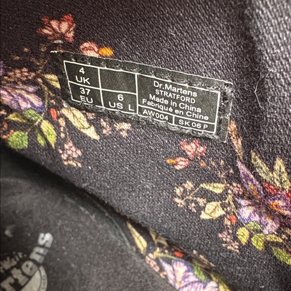 Dr. Martens Stratford Canvas combat boots floral red burgundy lace up US6 - Picture 10 of 10